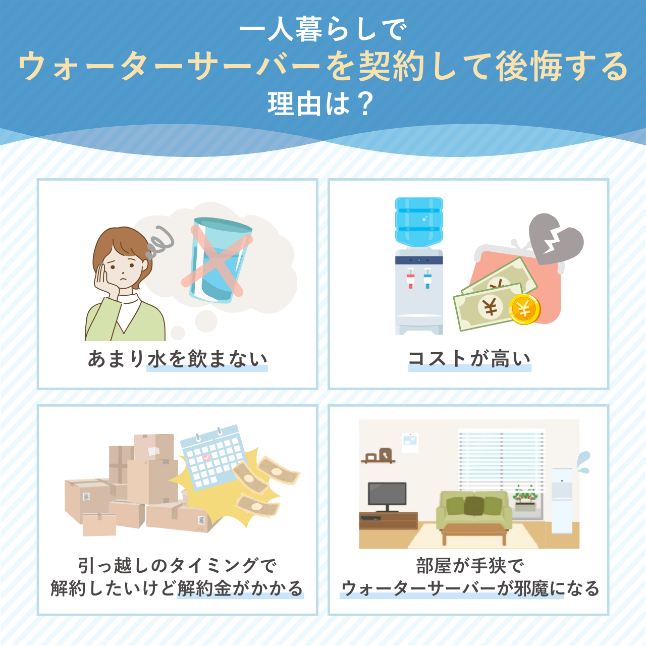 一人暮らしの人がウォーターサーバーを契約して後悔する理由は？